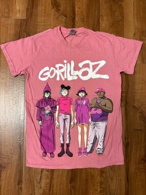 Gorillaz Cracker Island Tour Tee - Pink - 2022 Standing Group Band Shirt Size S